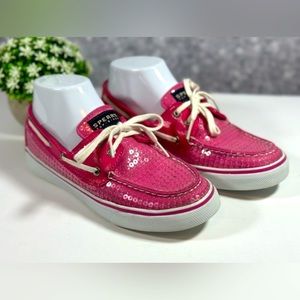 🌱 Sperry Top-Sider Sequin Boat Shoes Pink Womens Size 7m